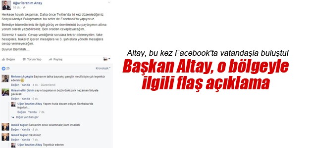 Altay, bu kez Facebook’ta vatandaşla buluştu!